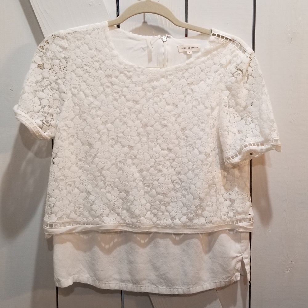 Rebecca Taylor white layered short sleeve top 4